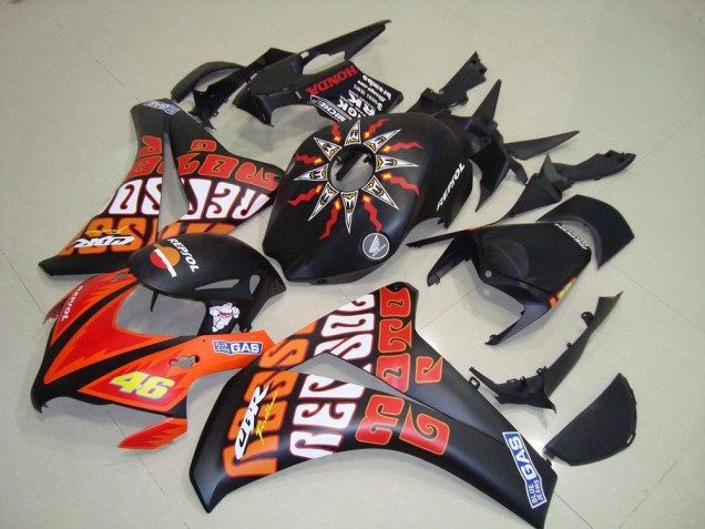 Carenados Moto Honda CBR1000RR 2008-2011 - Negro Mate Naranja Rossi Repsol 46 Asequibles