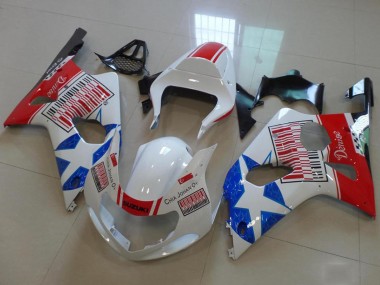 Carenados Moto Suzuki GSXR 1000 2000-2002 - Blanco Rojo Azul Estrella Asequibles