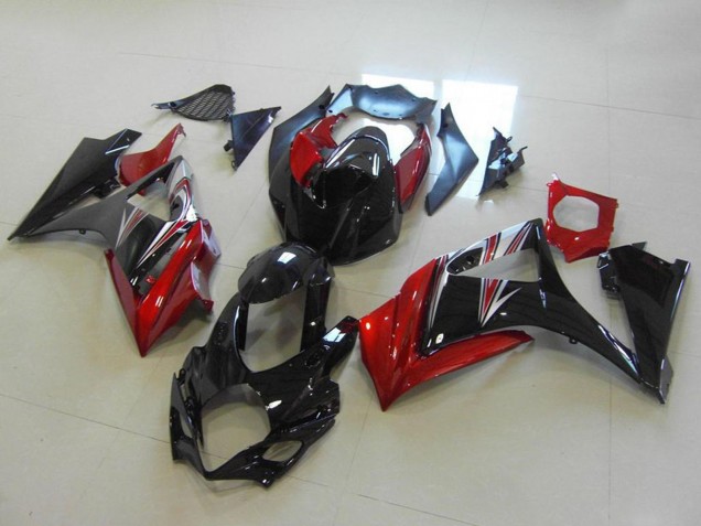 Carenados Moto Suzuki GSXR 1000 2007-2008 - Rojo Negro Brillante No Calcomanía Asequibles