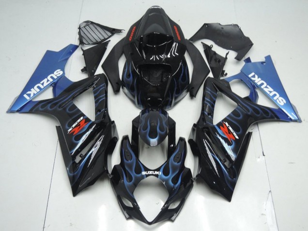 Kits Carenado Moto Suzuki GSXR 1000 2007-2008 - Negro Brillante Azul Llama Asequibles