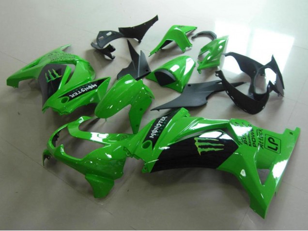 Carenados Moto Kawasaki ZX250R 2008-2012 - Verde Negro Brillante Monstruo Asequibles