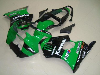 Carenados Moto Kawasaki ZX6R 2000-2002 - Verde Negro Brillante Monstruo Asequibles