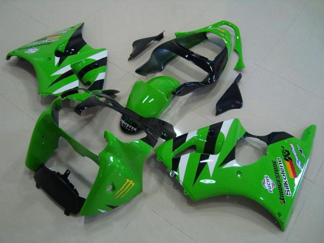 Carenados Moto Kawasaki ZX6R 2000-2002 - Verde Blanco Negro Brillante Asequibles