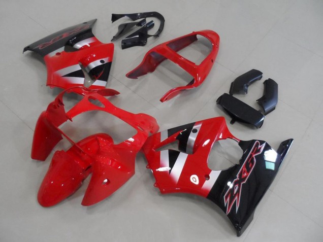 Carenados Moto Kawasaki ZX6R 2000-2002 - Rojo Plata Negro Brillante OEM Estilo Asequibles