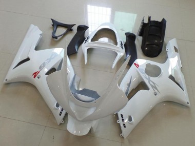 Carenados Moto Kawasaki ZX6R 2003-2004 - Blanco Plata Calcomanías Asequibles