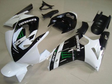 Carenados Moto Kawasaki ZX6R 2003-2004 - Blanco Negro Brillante Verde Monstruo Asequibles