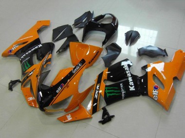 Carenados Moto Kawasaki ZX6R 2005-2006 - Naranja Negro Verde Monstruo Asequibles