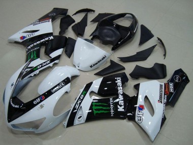 Carenados Moto Kawasaki ZX6R 2005-2006 - Blanco Negro Brillante Verde Monstruo Asequibles