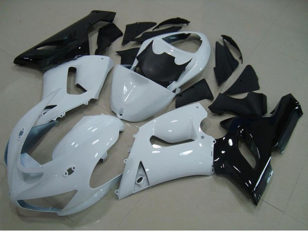 Carenado Moto Kawasaki ZX6R 2005-2006 - Blanco Negro Asequibles