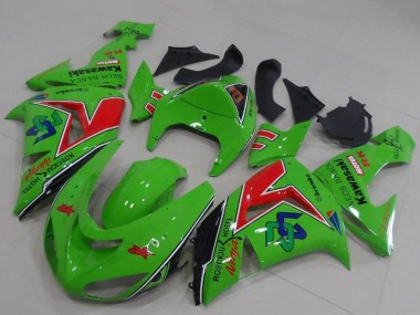 Carenados Moto Kawasaki ZX6R 2005-2006 - Verde Rojo Negro ENEOS Banca Asequibles
