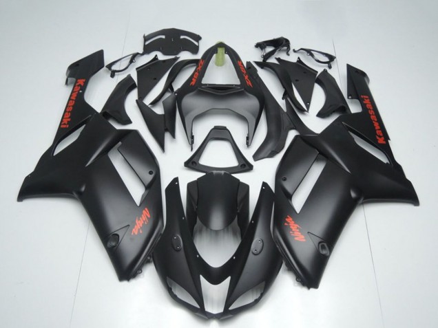 Carenados Moto Kawasaki ZX6R 2007-2008 - Negro Mate Rojo Sticker Asequibles