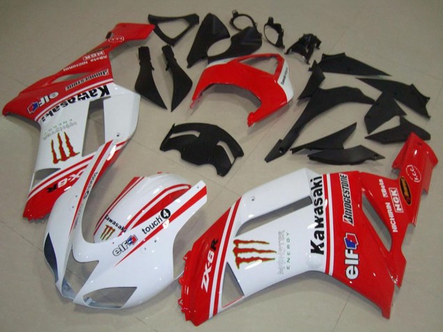 Carenados Moto Kawasaki ZX6R 2007-2008 - Rojo Blanco Asequibles