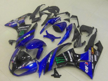Carenados Moto Kawasaki ZX6R 2009-2012 - Azul Negro Brillante Verde Elf Monstruo Bridgestone Asequibles