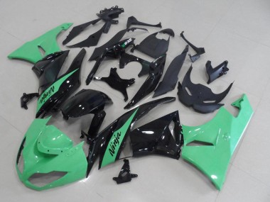 Carenados Moto Kawasaki ZX6R 2009-2012 - Verde Claro Negro Brillante Asequibles
