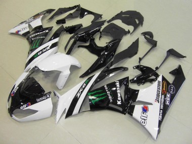 Carenados Moto Kawasaki ZX6R 2009-2012 - Blanco Negro Brillante Verde Elf Touch4 Monstruo Bridgestone Asequibles