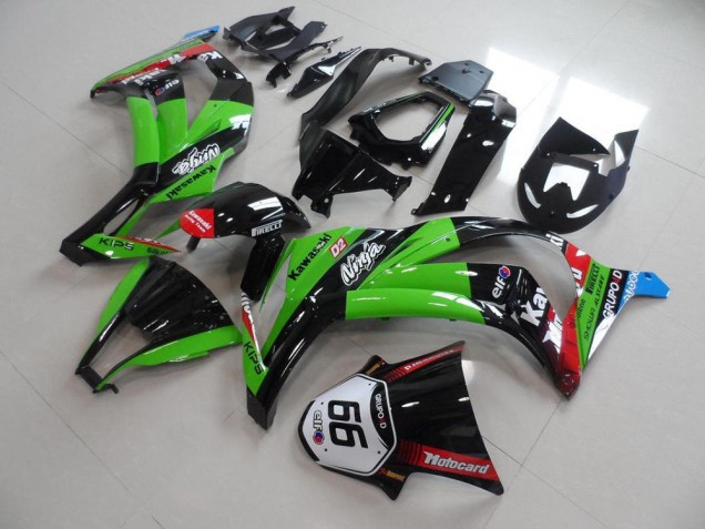 Carenados Moto Kawasaki ZX10R 2011-2015 - Verde Rojo Negro Brillante KIPS Motocard Elf 66 Asequibles
