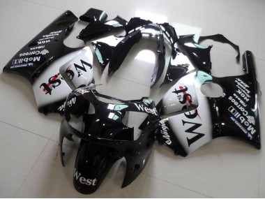 Carenados Moto Kawasaki ZX12R 2000-2001 - Negro Brillante Blanco West Asequibles