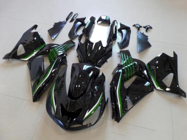 Carenados Moto Kawasaki ZX14R ZZR1400 2006-2011 - Negro Brillante Verde Línea Asequibles
