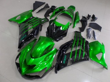 Carenados Moto Kawasaki ZX14R ZZR1400 2012-2024 - Verde Negro Brillante Asequibles