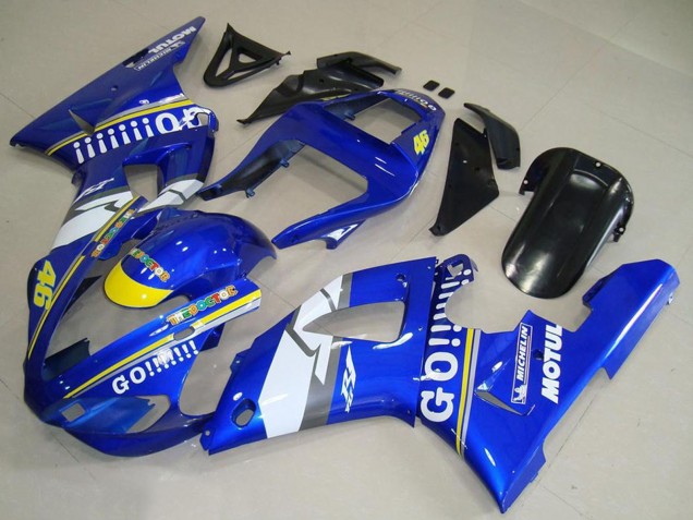 Carenados Moto Yamaha YZF R1 2000-2001 - Azul Blanco Amarillo Motul 46 Asequibles