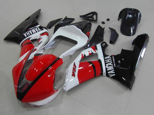Carenados Moto Yamaha YZF R1 2000-2001 - Rojo Blanco Negro Brillante Carrera Versión Asequibles