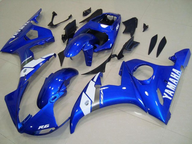 Carenados Moto Yamaha YZF R6 2003-2004 - Azul Blanco OEM Estilo Asequibles