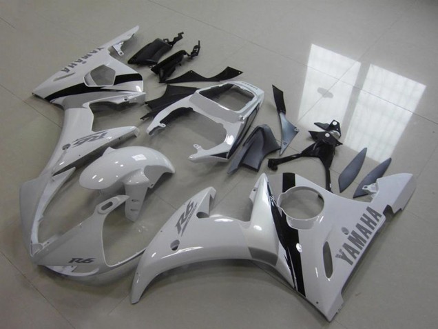 Kits Carenado Moto Yamaha YZF R6 2003-2004 - Blanco Negro Brillante Asequibles