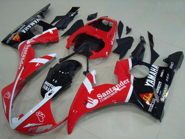 Carenados Moto Yamaha YZF R6 2003-2004 - Rojo Blanco Negro Brillante Santander Motul Asequibles