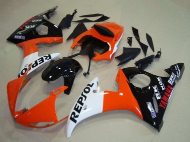 Carenados Moto Yamaha YZF R6 2003-2004 - Naranja Blanco Negro Brillante Repsol Asequibles