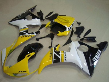 Carenados Moto Yamaha YZF R6 2003-2004 - Amarillo Blanco Negro Brillante Anniversary Asequibles