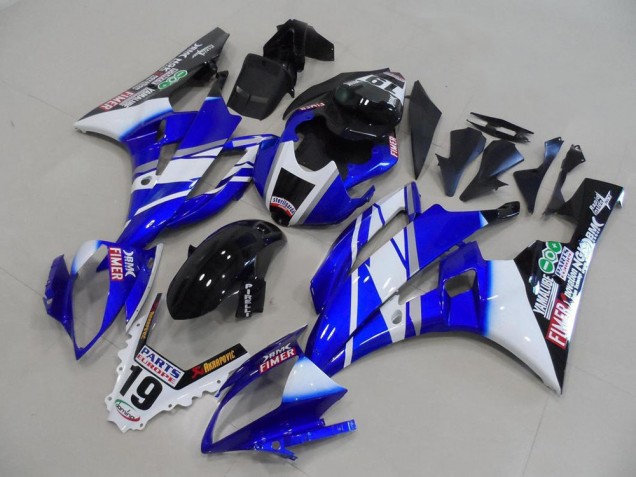 Carenados Moto Yamaha YZF R6 2006-2007 - Blanco Azul Negro Brillante Fimer Yamalube Asequibles