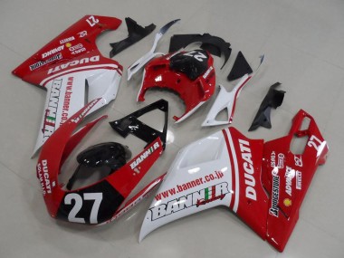 Carenados Moto Ducati 1098 2007-2014 - Blanco Rojo Negro Brillante Banner 27 Asequibles