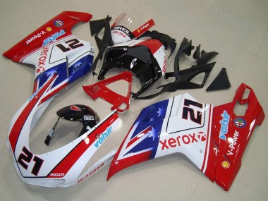 Carenados Moto Ducati 1098 2007-2014 - Blanco Rojo Azul Negro Brillante Valsir Xerox 21 Asequibles