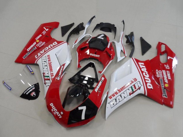 Carenados Moto Ducati 848 1098 1198 2007-2014 - Blanco Rojo Negro Brillante Banner 7 Asequibles