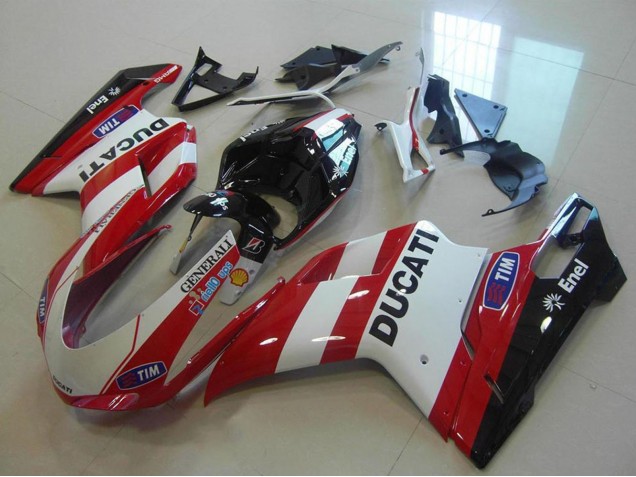 Carenados Moto Ducati 848 1098 1198 2007-2014 - Blanco Rojo Negro Generali Tim Asequibles