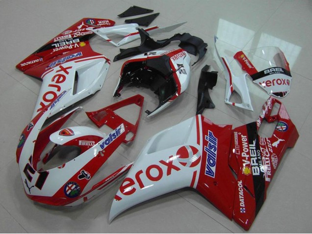Carenado Moto Ducati 848 1098 1198 2007-2014 - Blanco Rojo Negro Brillante Valsir Xerox OEM Estilo 21 Asequibles