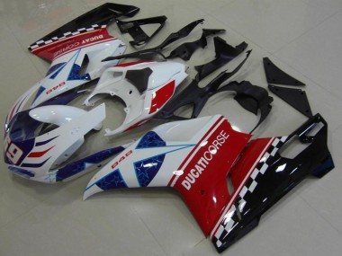 Carenado Moto Ducati 848 2007-2014 - Blanco Rojo Azul Negro Brillante Corse 69 Asequibles