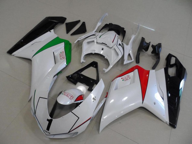 Carenados Moto Ducati 848 1098 1198 2007-2014 - Blanco Brillante Rojo Verde Negro Brillante Asequibles