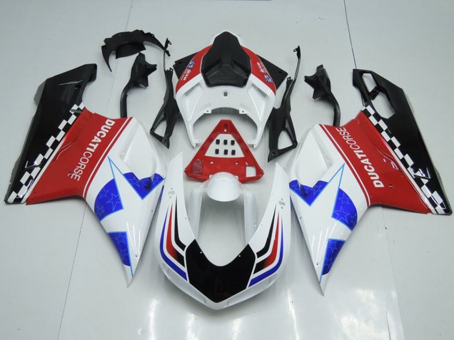 Carenados Moto Ducati 848 1098 1198 2007-2014 - Blanco Rojo Azul Negro Brillante Corse Asequibles