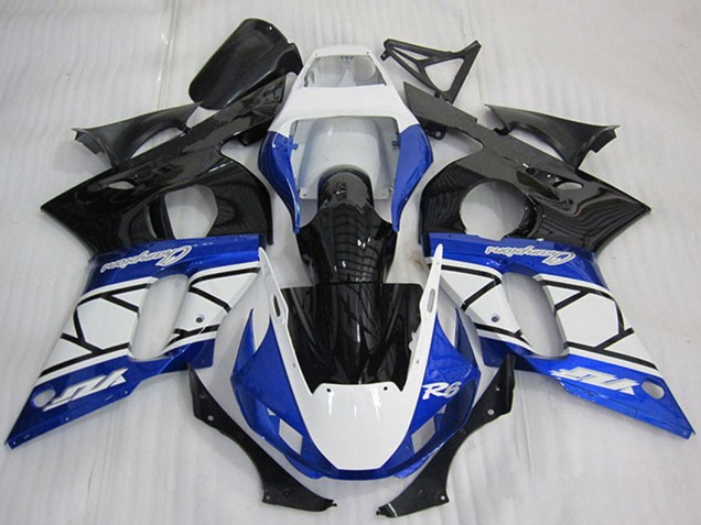 Carenado Moto Yamaha YZF R6 1998-2002 - Blanco Azul Negro Brillante Champions Asequibles