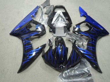 Carenados Moto Yamaha YZF R6 2003-2004 - Negro Brillante Azul Llama Asequibles