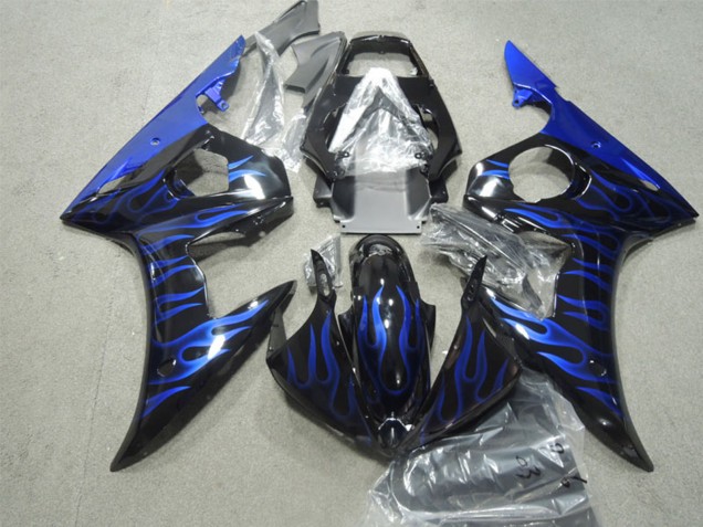 Carenados Moto Yamaha YZF R6 2003-2004 - Negro Brillante Azul Llama Asequibles