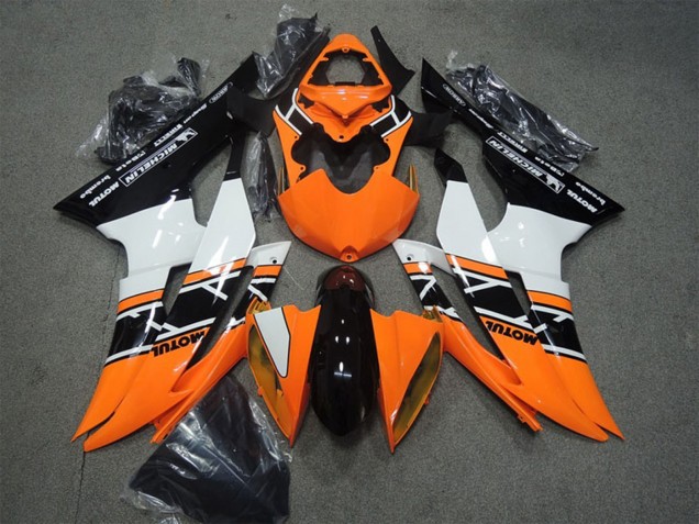 Carenados Moto Yamaha YZF R6 2008-2016 - Naranja Blanco Negro Brillante Motul Asequibles