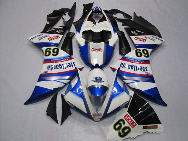 Carenados Moto Yamaha YZF R1 2009-2011 - Blanco Azul Negro Sterilgarda SCALZ 69 Asequibles
