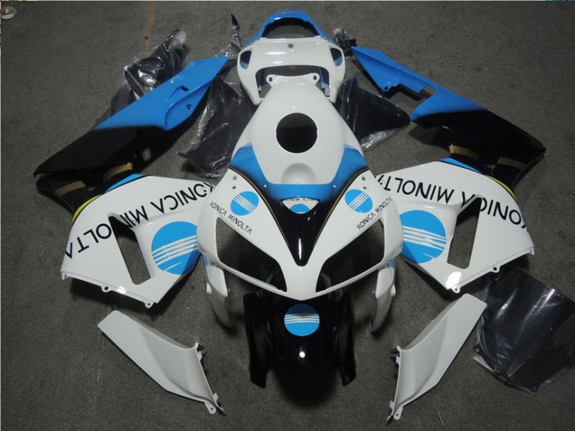 Carenado Moto Honda CBR600RR 2005-2006 - Blanco Azul Negro Brillante Konica Minolta Asequibles