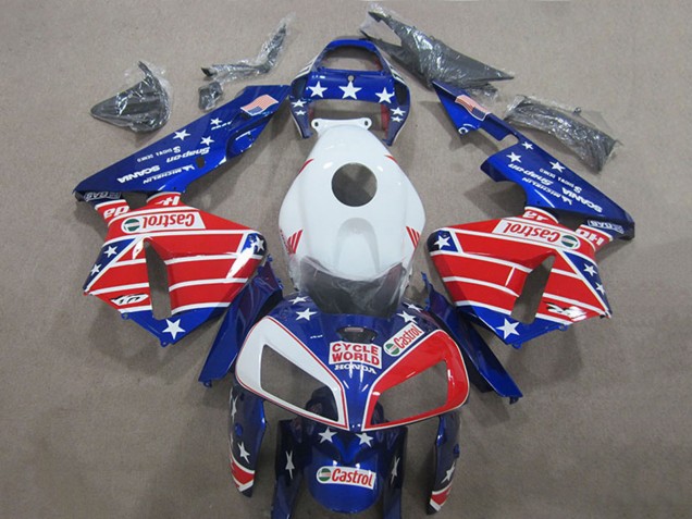 Carenados Moto Honda CBR600RR 2005-2006 - Blanco Rojo Azul Cycle World Castrol Asequibles