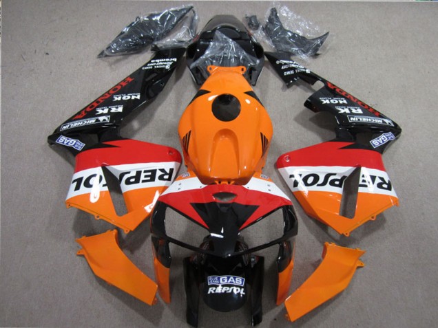 Kits Carenados Moto Honda CBR600RR 2005-2006 - Naranja Blanco Rojo Negro Brillante Repsol Asequibles