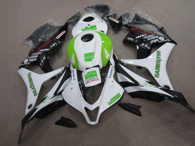 Kits Carenado Moto Honda CBR600RR 2007-2008 - Blanco Verde Negro Brillante Hannspree Asequibles