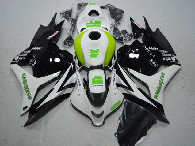 Carenado Moto Honda CBR600RR 2009-2012 - Blanco Verde Negro Brillante Hannspree Asequibles