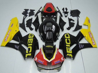 Carenados Moto Honda CBR1000RR 2012-2016 - Rojo Amarillo Negro Brillante HRC One Heart GEICO Asequibles